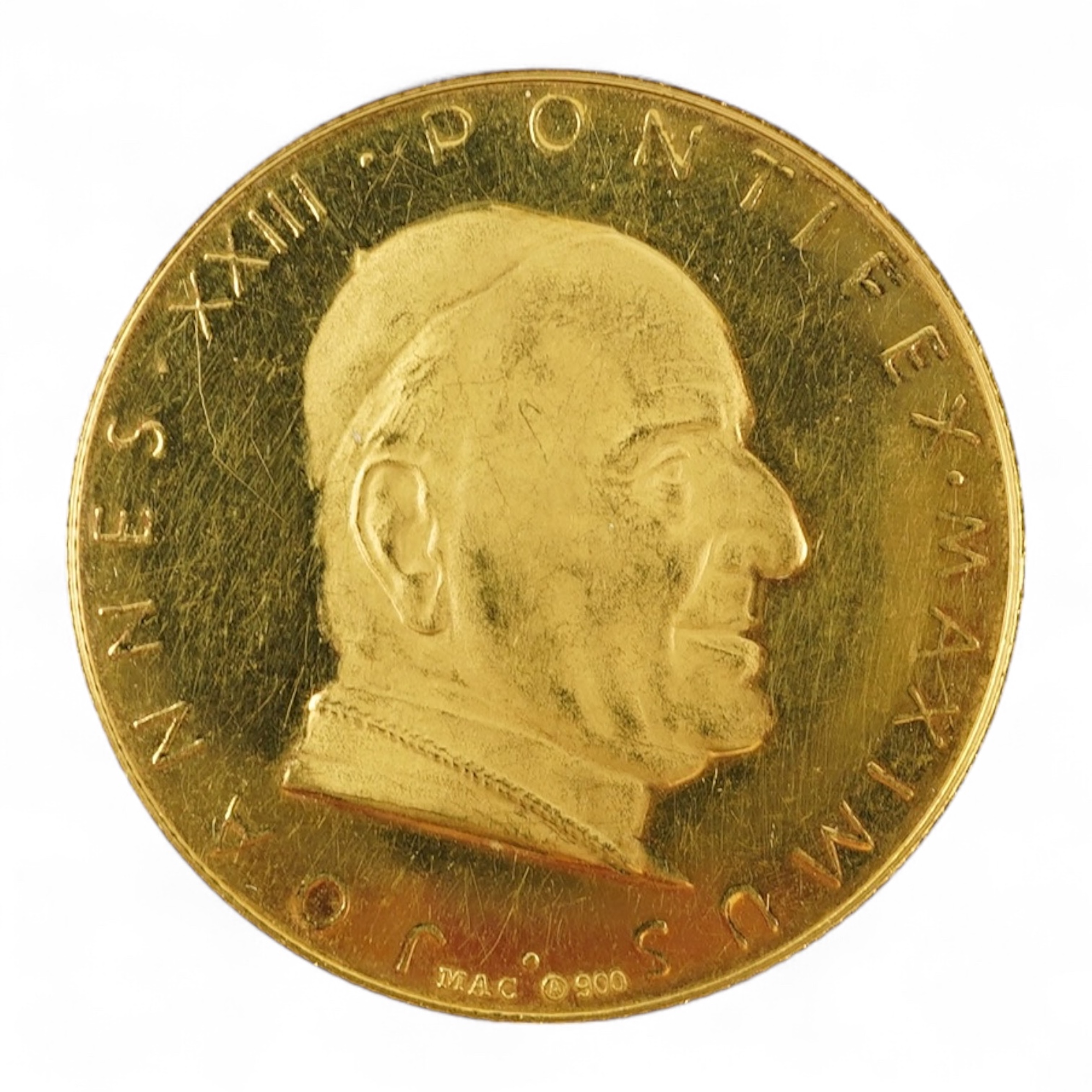 Papal Medals, Johannes XXIII 18ct gold commemorative medal, 14g.